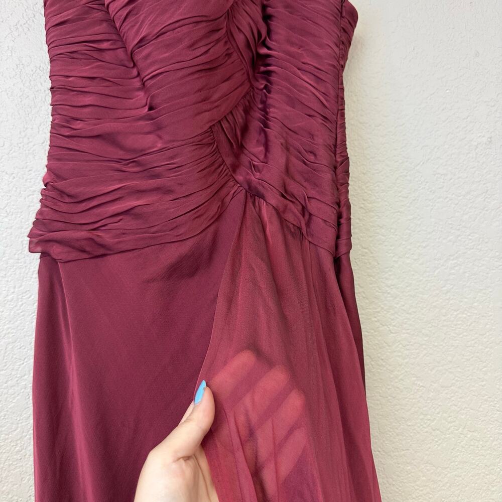 Carmen Marc Valvo Strapless Party Formal Wedding Maxi Dress Burgundy Size 6 - Picture 5 of 12